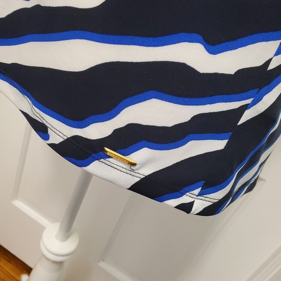 Calvin Klein Animal Print Gathered Neck Sleeveless Knit Top Size XLarge Stretch - Picture 5 of 9